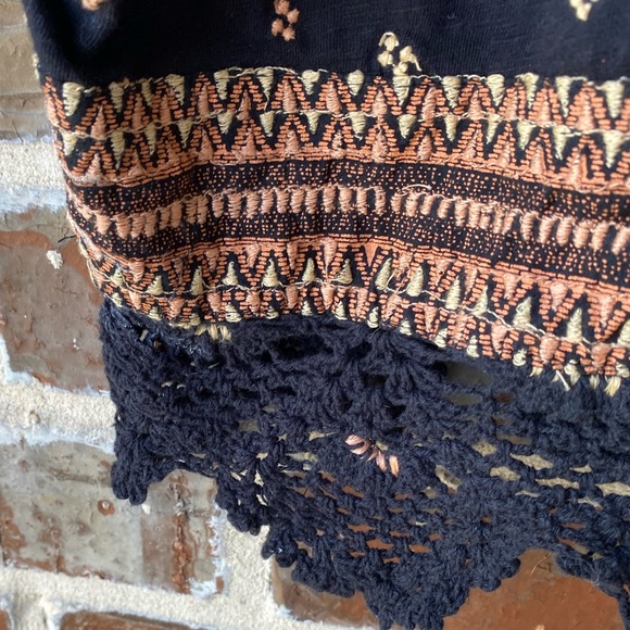 Free People Black Santorini Black and Gold Embroidered Top - Picture 7 of 16